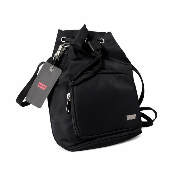 Levi's Handbags - Levi's Black Nylon Mini Bucket Backpack | Prada Nylon Vibes | Hands-Free NWT